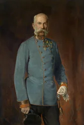 Retrato del viejo emperador con uniforme de mariscal de campo y condecoraciones